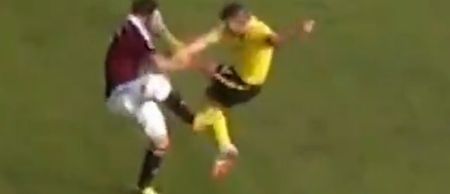 Video: This horrendous boot-to-the-face tackle in Scotland somehow only merited a yellow card