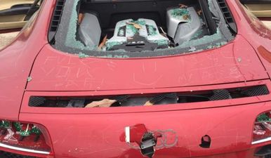 Pics: Woman destroys her cheating husband’s brand new Audi R8