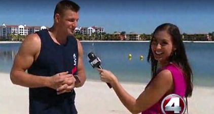Video: Super Bowl winner Rob Gronkowski awkwardly flirting with a female TV reporter