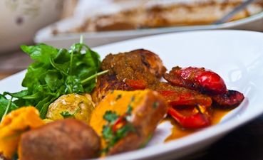 Pure and simple recipes: Spicy piri piri chicken, crushed sweet potatoes and feta