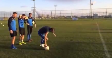 This video involves football, a lot of falling over and crying with laughter