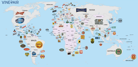 Pic: This big-ass map features the most popular beers in over 100 countries