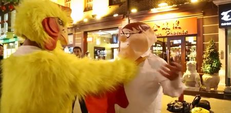 Video: Two lads in London recreate a real-life version of the Family Guy Chicken Fight