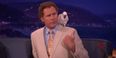 Video:  Will Ferrell and his pet cockatoo, Professor Feathers, are in flying form on Conan