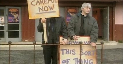 Pic: There was a brilliant Father Ted-inspired sign on a bridge on the N11 this morning