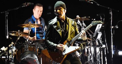Pic: U2 post Instagram pic of The Edge’s damaged arm after he fell off stage