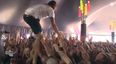 Video: Singer crowdwalks, catches beer, drinks it, throws it away, is a God