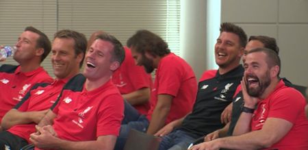 Video: Liverpool icons including Jamie Carragher can’t stop laughing at Ian Rush’s gas team-talk