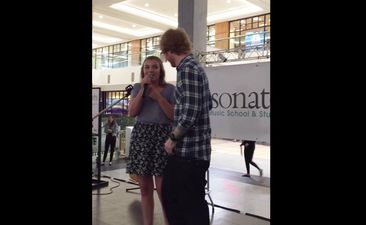 Video: Ed Sheeran surprises fan with duet in the middle of shopping centre