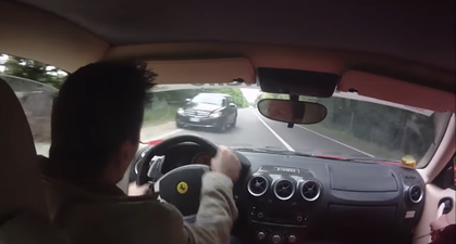 Video: Guy out on Ferrari test-drive comes within inches of crashing