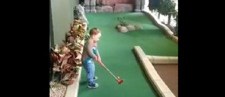 Video: Irish Rory McIlroy wannabe, aged two, nails a monster hole-in-one at crazy golf