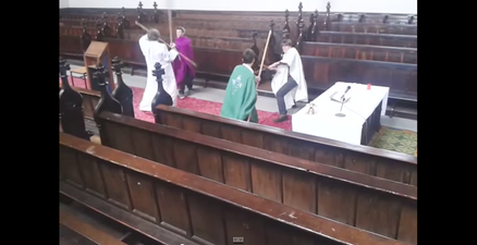 Video: Four Irish lads sneak in to church, dress up in priest’s robes, and act out epic Star Wars lightsaber battle