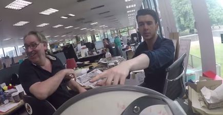 Video: One man’s determination to piss off the entire 2FM office with a megaphone