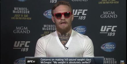 Video: Conor McGregor dismisses those reports he won’t make the weight for the Mendes fight