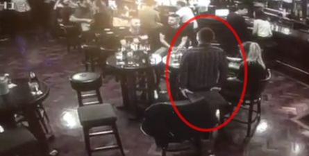 Video: Lad goes to chat up a waitress, falls on his arse, his mates crack up