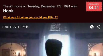 This very cool website shows you what movie was Number One on the day you were born