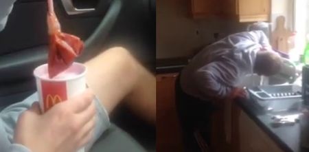 Video: Mayo lad caught rotten by classic chili sauce in a milkshake prank