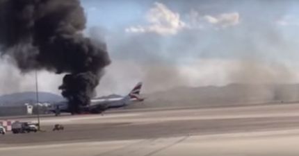 VIDEO: Terrifying scenes as British Airways plane catches fire on runway in Las Vegas