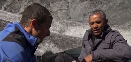 VIDEO: Barack Obama eats a salmon carcass with Bear Grylls