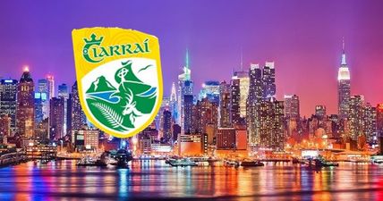 PIC: A monstrous Kerry jersey hanging from a crane in the middle of New York