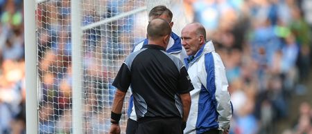 PIC: Top GAA referee running the line in a Junior A semi final last night
