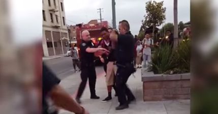 VIDEO: Teenager arrested by nine American police officers for walking in a bus lane