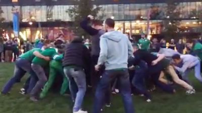 VIDEO: A massive game of drunken rugby broke out among Irish fans after the Ireland match at Wembley
