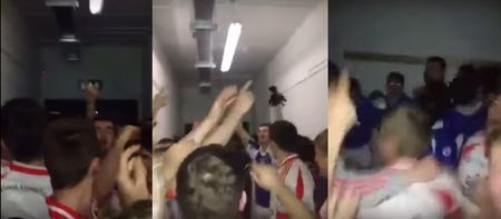 VIDEO: Floodlights go out at minor match in Meath, two teams join together for massive dressing room rave