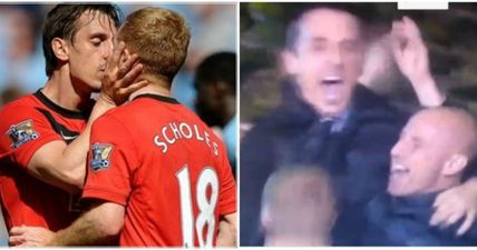 VIDEO: The reaction of Neville, Butt and Scholes to Salford’s winning goal in the FA Cup is brilliant