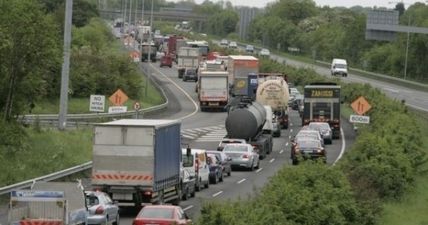 Bank holiday traffic is so bad on the M7 that people are playing Twister