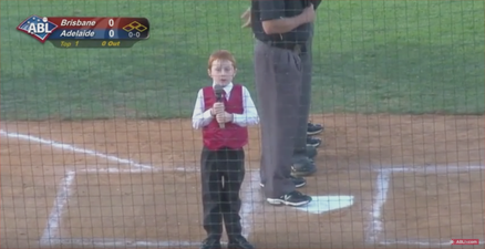 VIDEO: Kid gets hiccups singing the national anthem but still produces a great performance