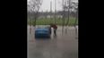 VIDEO: Genius Waterford shopper uses trolley to avoid getting wet while entering his car in flooded car park