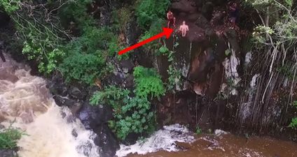 VIDEO: A guy banging his head and breaking 14 ribs after his cliff dive went wrong