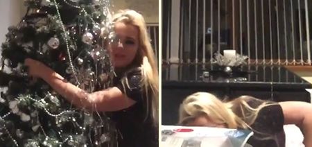 VIDEO: Irish girl drags down her Christmas tree while drunk dancing to Journey