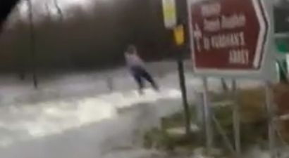 VIDEO: A girl wakeboarding around the flooded roads of Tipperary