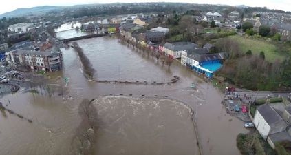 VIDEO: Drone captures footage of devastating Storm Frank flooding in Wexford