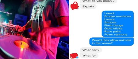 PICS: Man mistakenly asked to be DJ by club promoter, agrees, then takes the piss with ridiculous demands