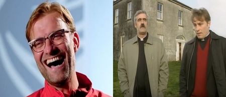 PIC: Everyone is comparing this Liverpool fan’s Jürgen Klopp banner to a famous Father Ted painting