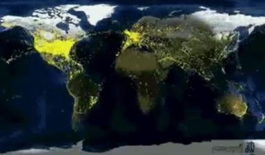 This mesmerising GIF shows every plane flight in the world over 24 hours