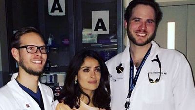 PIC: Salma Hayek ended up hospital yesterday with an extremely inappropriate t-shirt