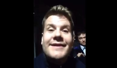 VIDEO: James Corden sends message to Irish drama group from pre-Oscar party