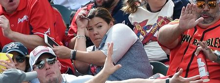 PIC: Absolute hero in stands saves a boy from being smacked by a flying baseball bat