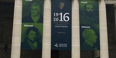 There is a petition to remove the controversial College Green 1916 banner in Dublin