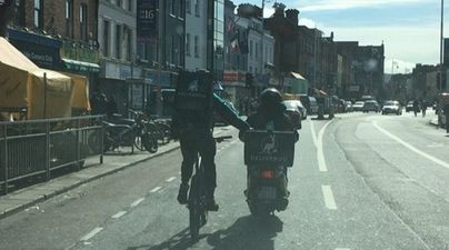 VIDEO: A fast food delivery guy in Dublin helping his pal out in a very sound way