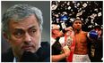 PIC: Jose Mourinho looks thoroughly miserable as he watches the climax to Anthony Joshua’s fight