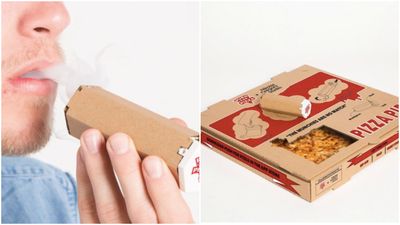 After you’ve eaten this pizza you can make a pipe out of the box