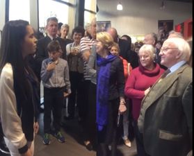 VIDEO: President Higgins is stopped in his tracks by this young singer in Tralee
