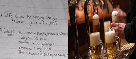 PIC: UL student conducts genius strategic analysis on burning question: “Should I go for a few pints?”