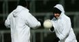 PIC: This snapshot of an umpire and a full-forward in a Dublin club game is classic Junior B GAA
