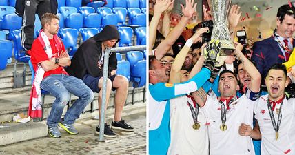 PICS: Rival fans all mock the same crying Liverpool fan after Europa League heartache